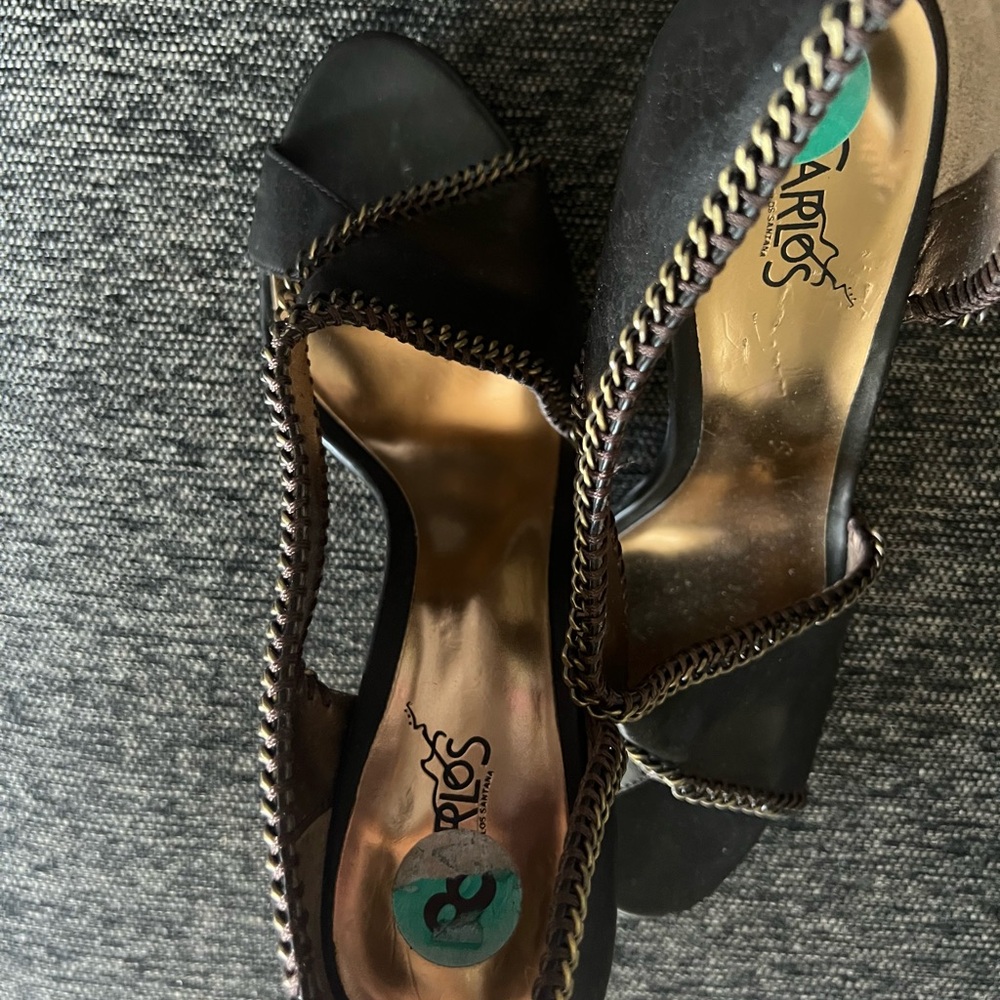 Carlos by Carlos Santana Black Heels with Braided Trim